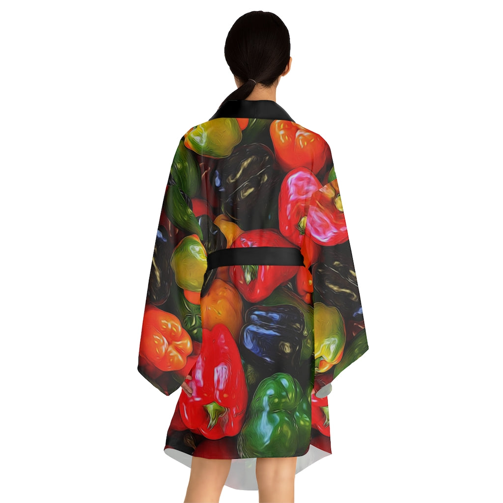 Colorful Bell Peppers Long Sleeve Kimono Robe