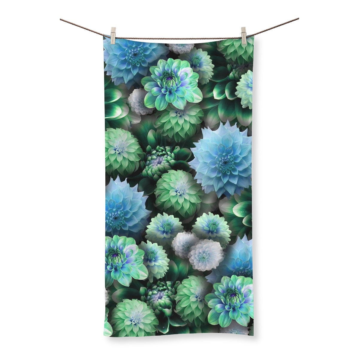 Blue Green Dahlias Towel