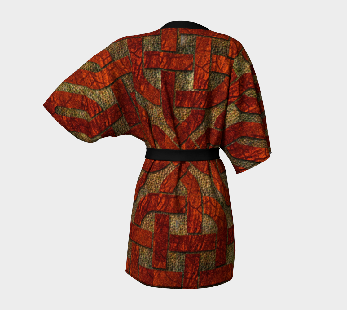 Red Leather Look Celtic Knot Kimono Robe