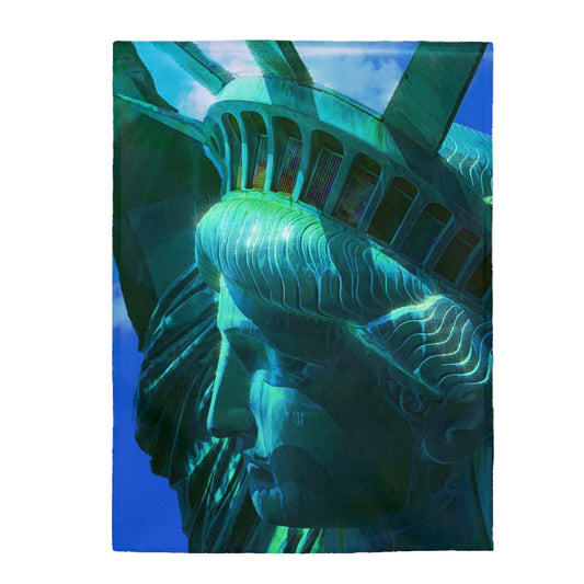 Statue Of liberty Head In The Sun Velveteen Plush Blanket