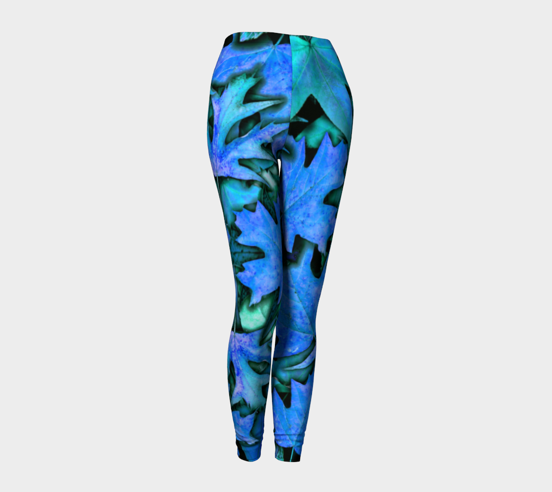 Blue Fall Leaves Leggings