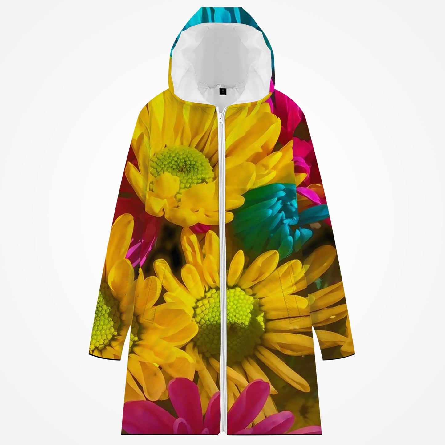 Spring Daisies Long Type Cotton-pad Zipper-up Hoodie