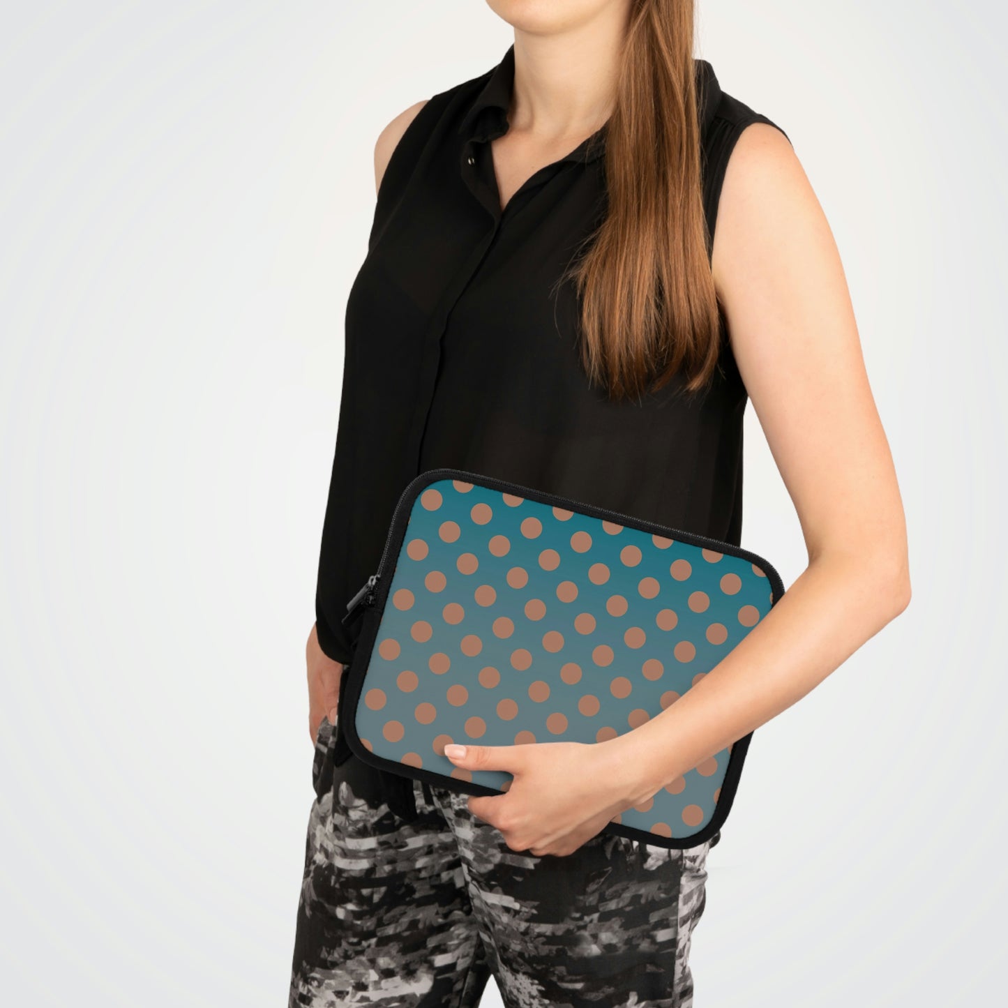 Denim and Brown Polkadots Laptop Sleeve