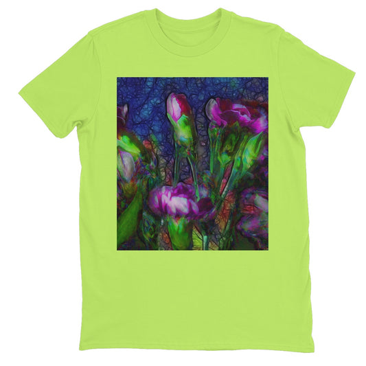 Abstract Pink Carnations Unisex Neon T-Shirt