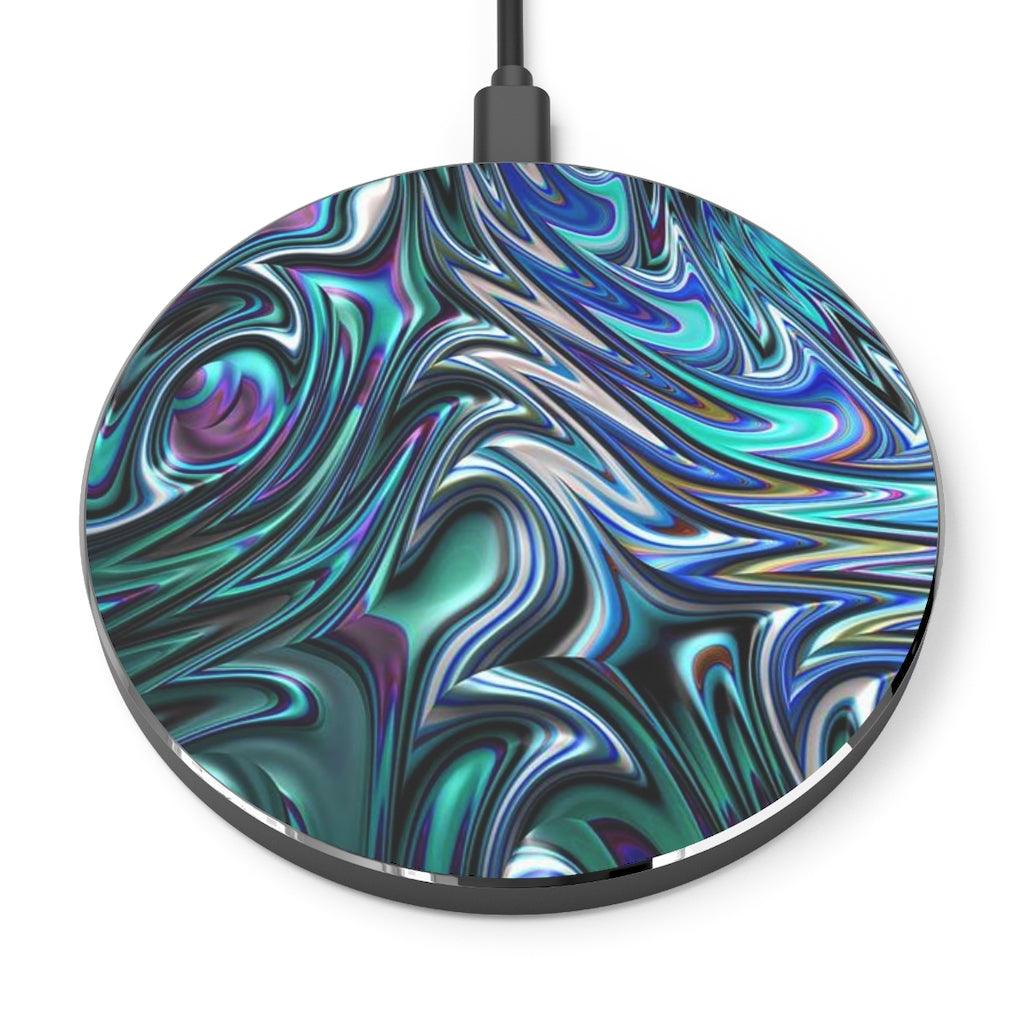 Blue Swirl Fractal Wireless Charger