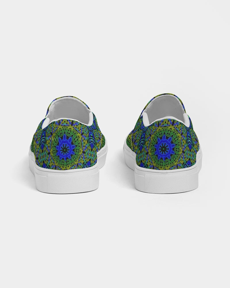 Blue Green Celtic Kaleidoscope Women's Slip-On Canvas Shoe