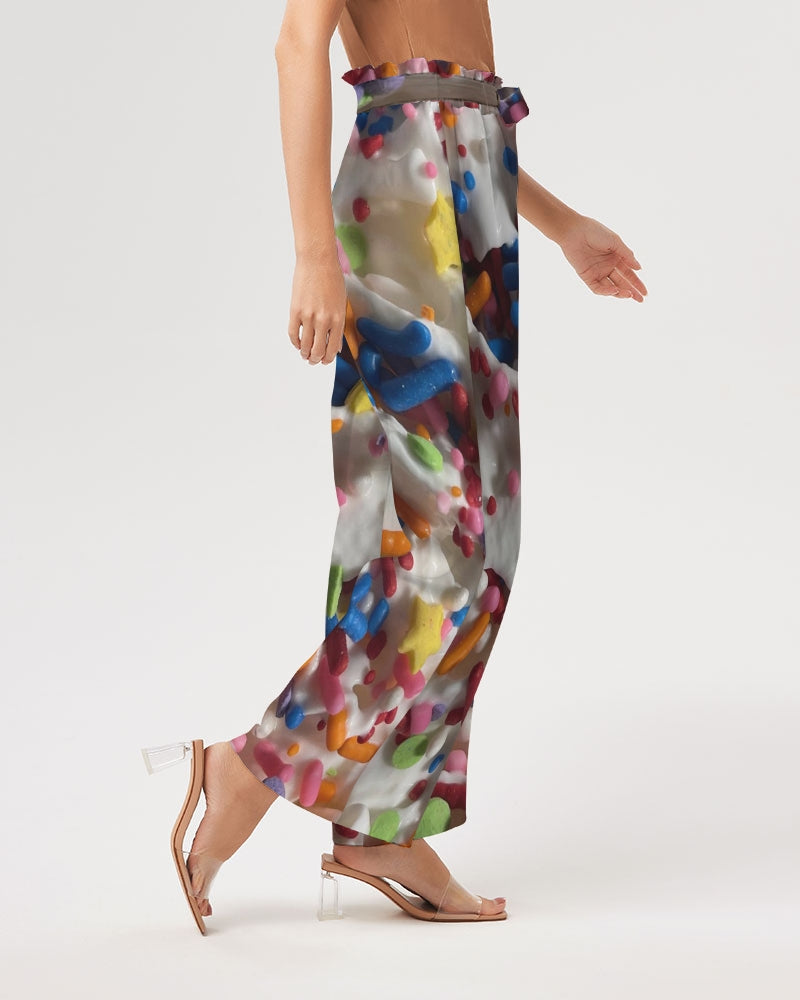 Rainbow Sprinkles On Whipped Cream Women's High-Rise Wide Leg Pants