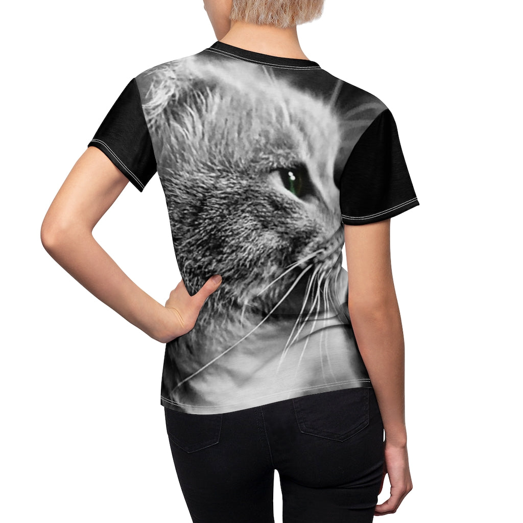 Marley Cat In Black and White Women's AOP Cut & Sew Tee