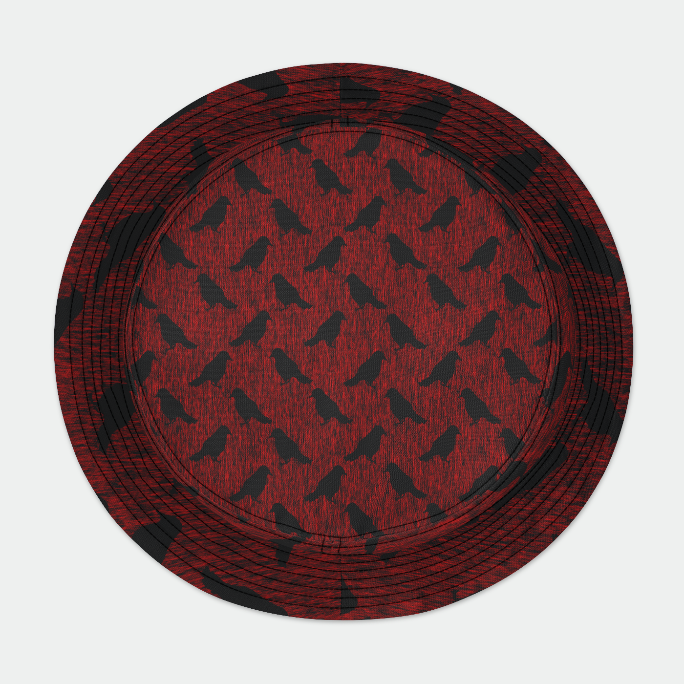 Ravens On Red Pattern Bucket Hat