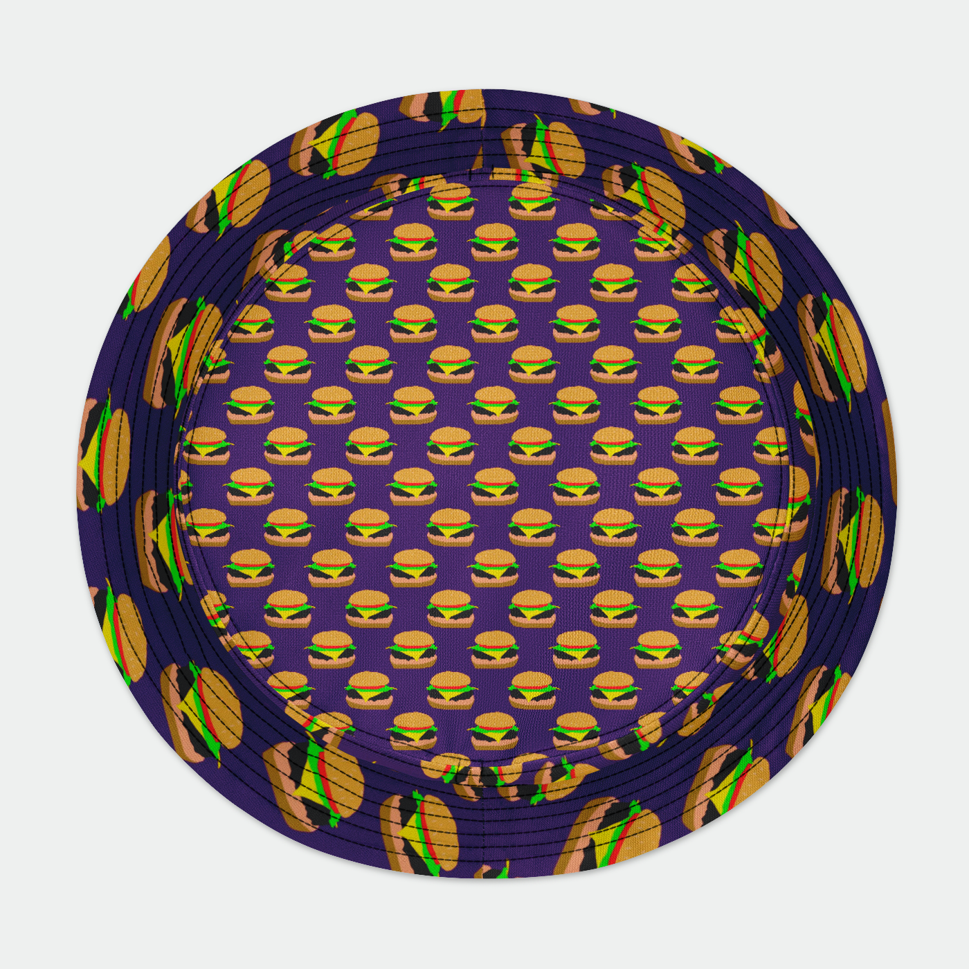 Burger Pattern Bucket Hat