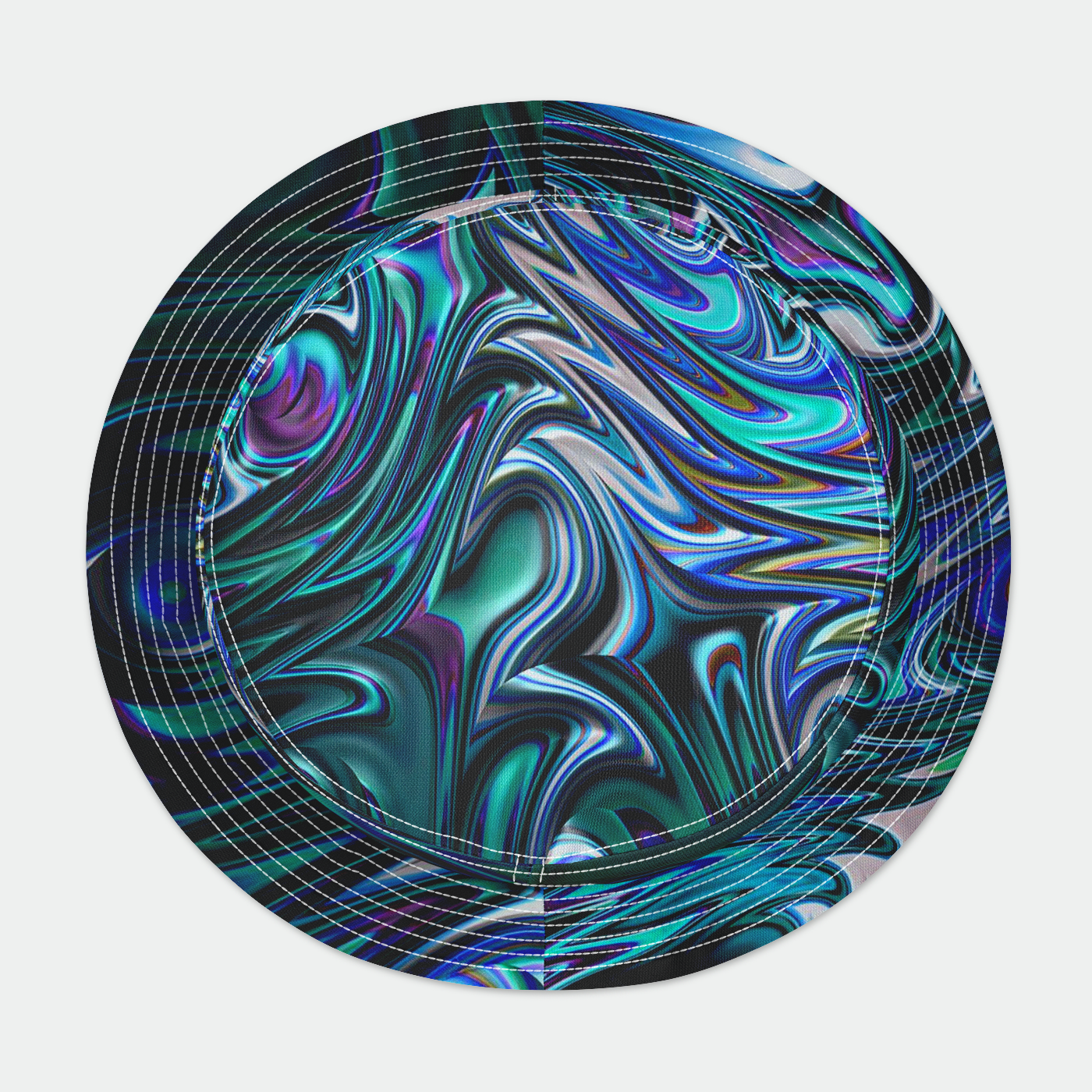 Blue Swirl Fractal Bucket Hat