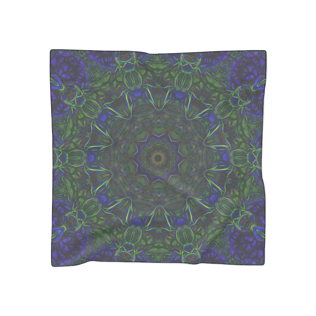 Blue Green Ribbon Kaleidoscope Poly Scarf