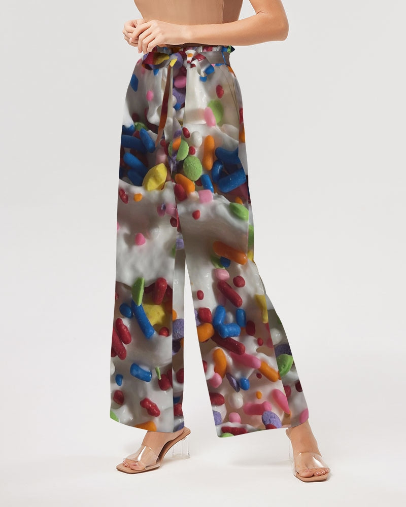 Rainbow Sprinkles On Whipped Cream Women's High-Rise Wide Leg Pants