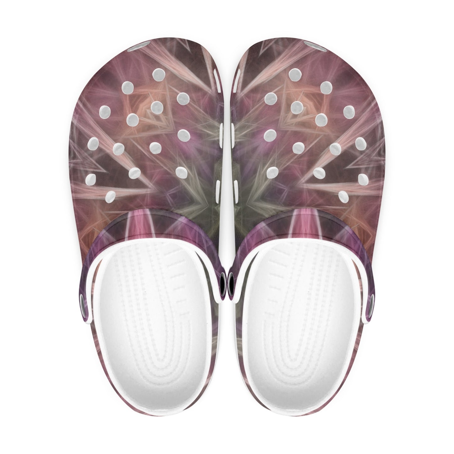 Pink Purple Kaleidoscope 413. All Over Printed Clogs