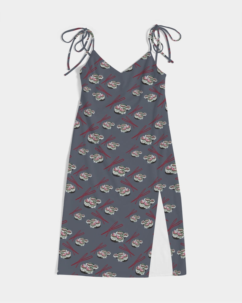 Sushi Pattern Women's Tie Strap Split Dress