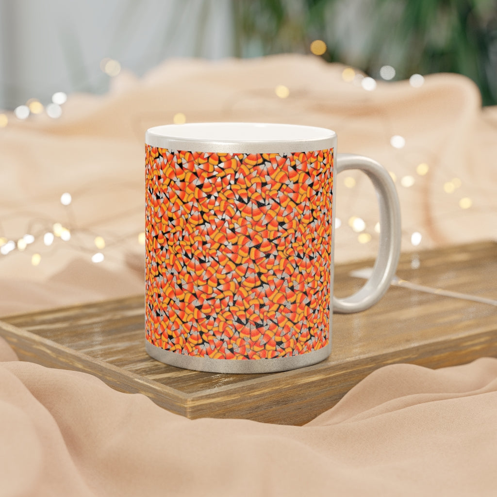 Fall Candy Corn Metallic Mug (Silver / Gold)