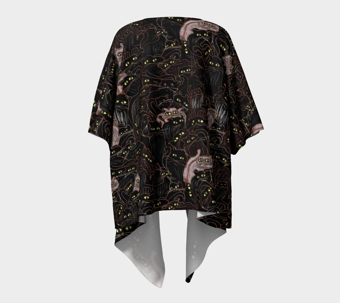 Black Cats Draped Kimono