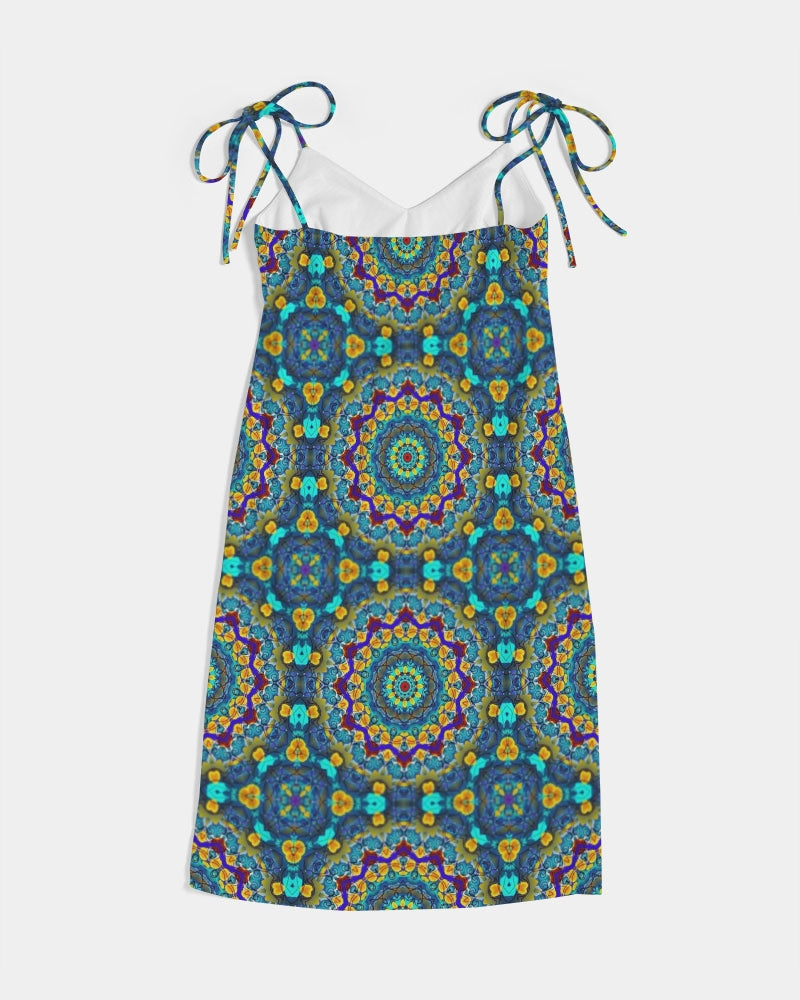 Blue Green Blur Kaleidoscope Women's Tie Strap Split Dress