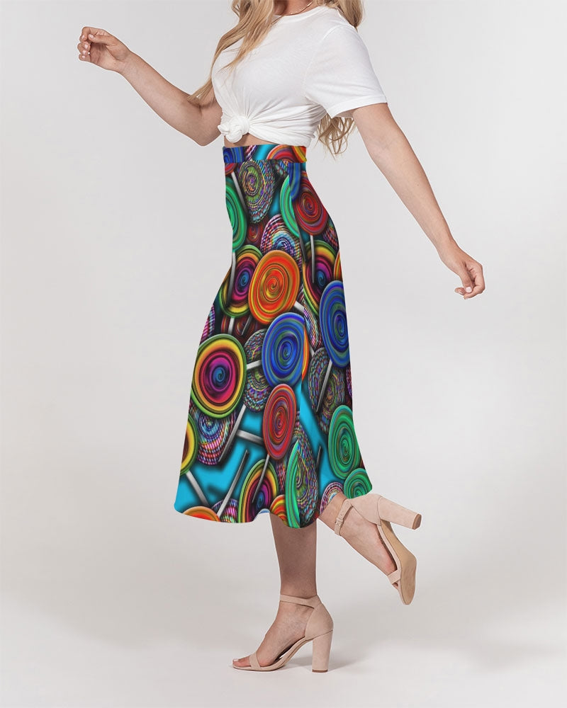 Colorful Lollipops Women's A-Line Midi Skirt