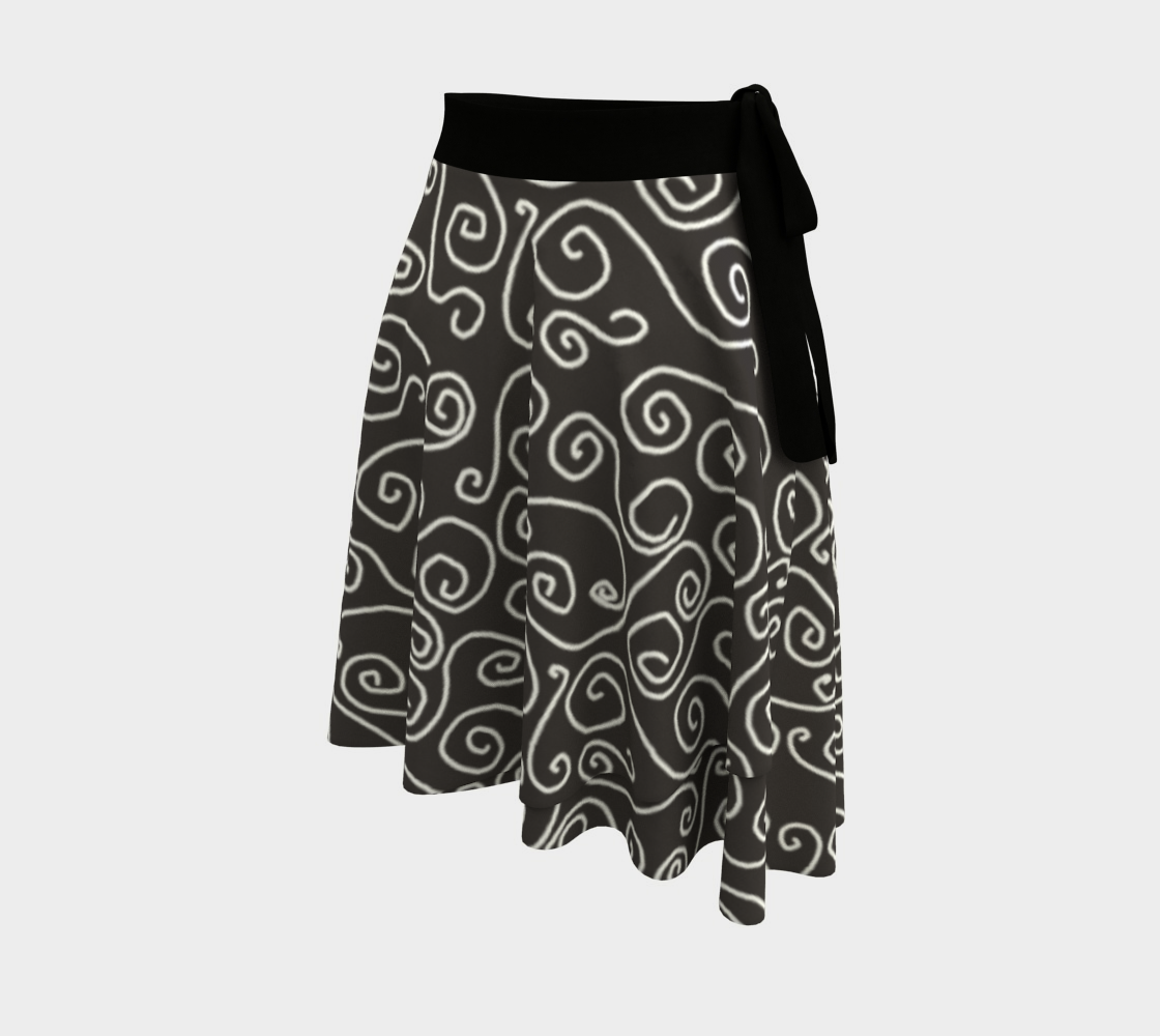 White Swirls On Gray Wrap Skirt