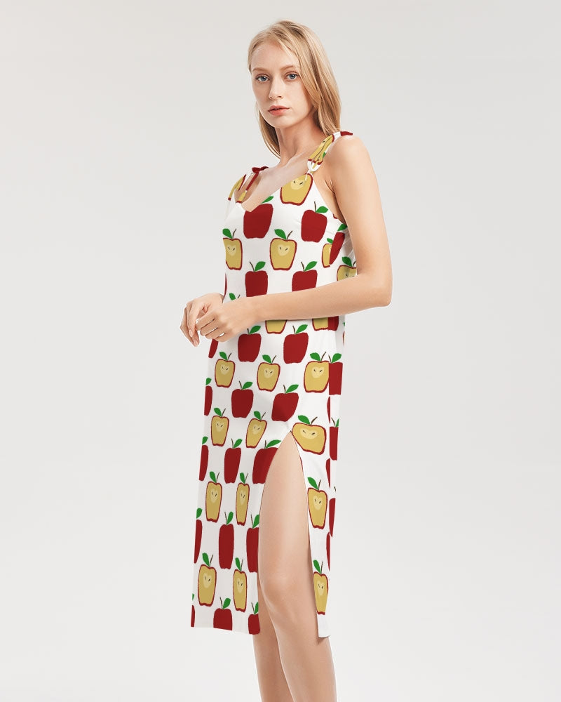 Apple Polkadots Women's Tie Strap Split Dress