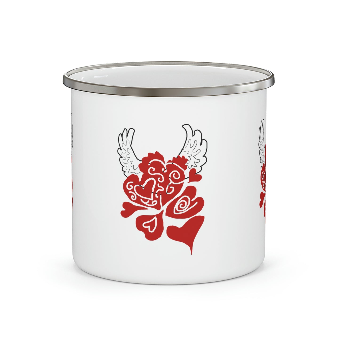 Hearts and Wings Enamel Camping Mug