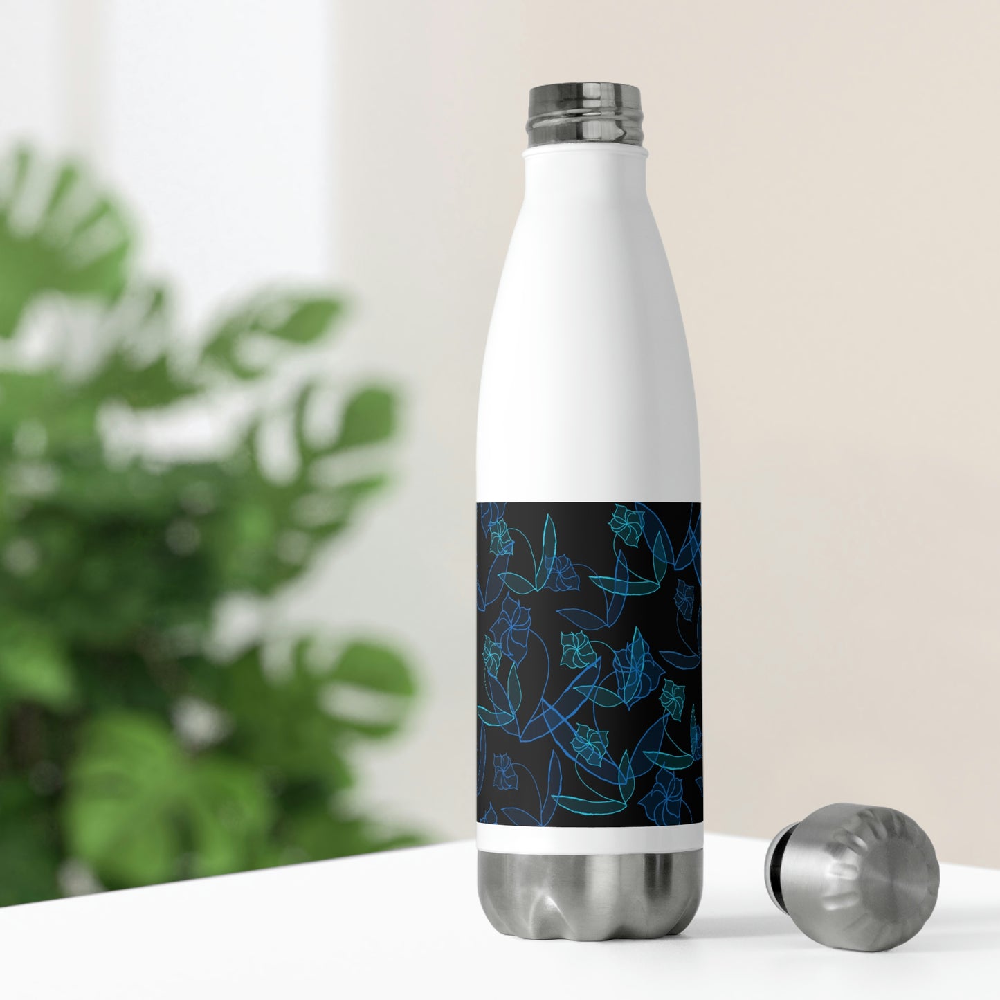 Blue Lillies on Black 20oz Insulated Bottle