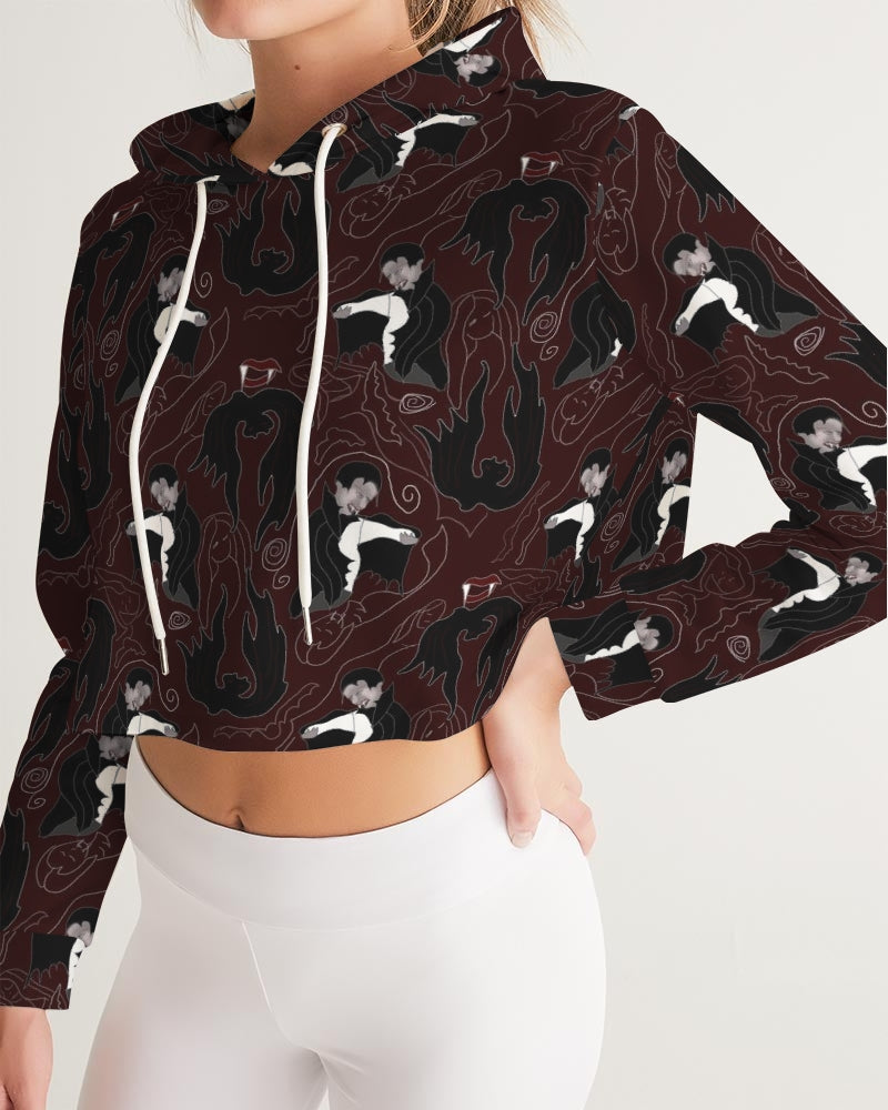 Vampire Pattern Women's Cropped Hoodie