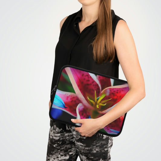 Blue Petals On a Pink and White Lily Laptop Sleeve
