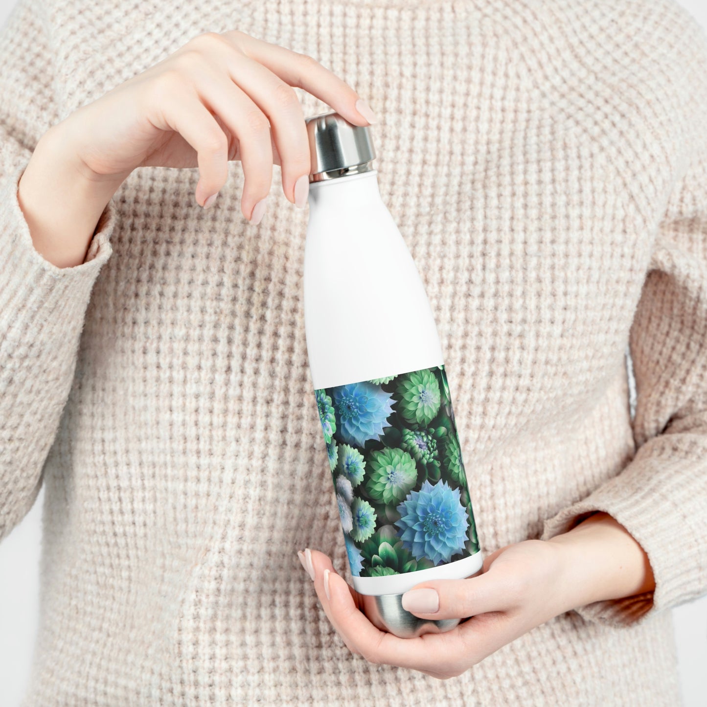 Blue Green Dahlias Collage 20oz Insulated Bottle