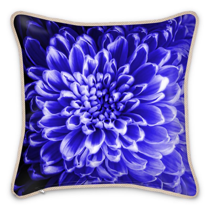 Blue Chrysanthemum Throw Pillow