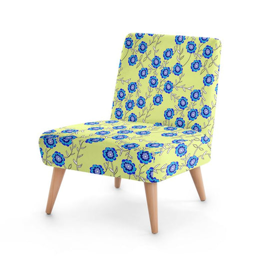 Blue Flowers On Yellow Occassional Chair