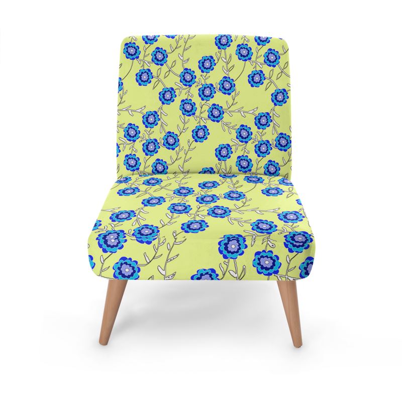 Blue Flowers On Yellow Occassional Chair