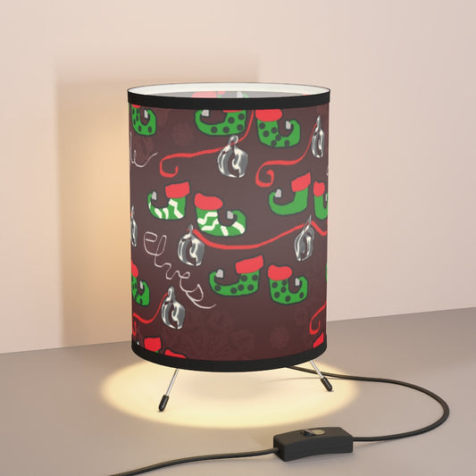 Elves Jingle Tripod Lamp with High-Res Printed Shade, US/CA plug