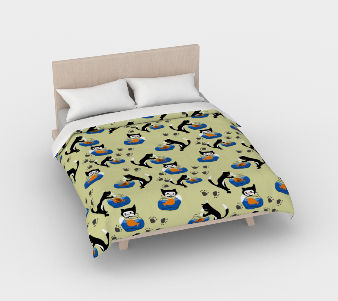 Cat and The Fishbowl Duvet Cover