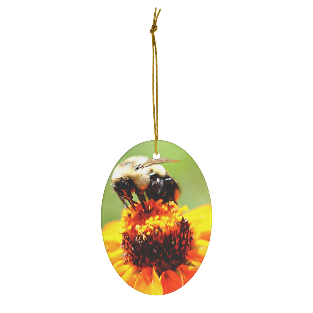 Bee on a Flower Ceramic Ornament