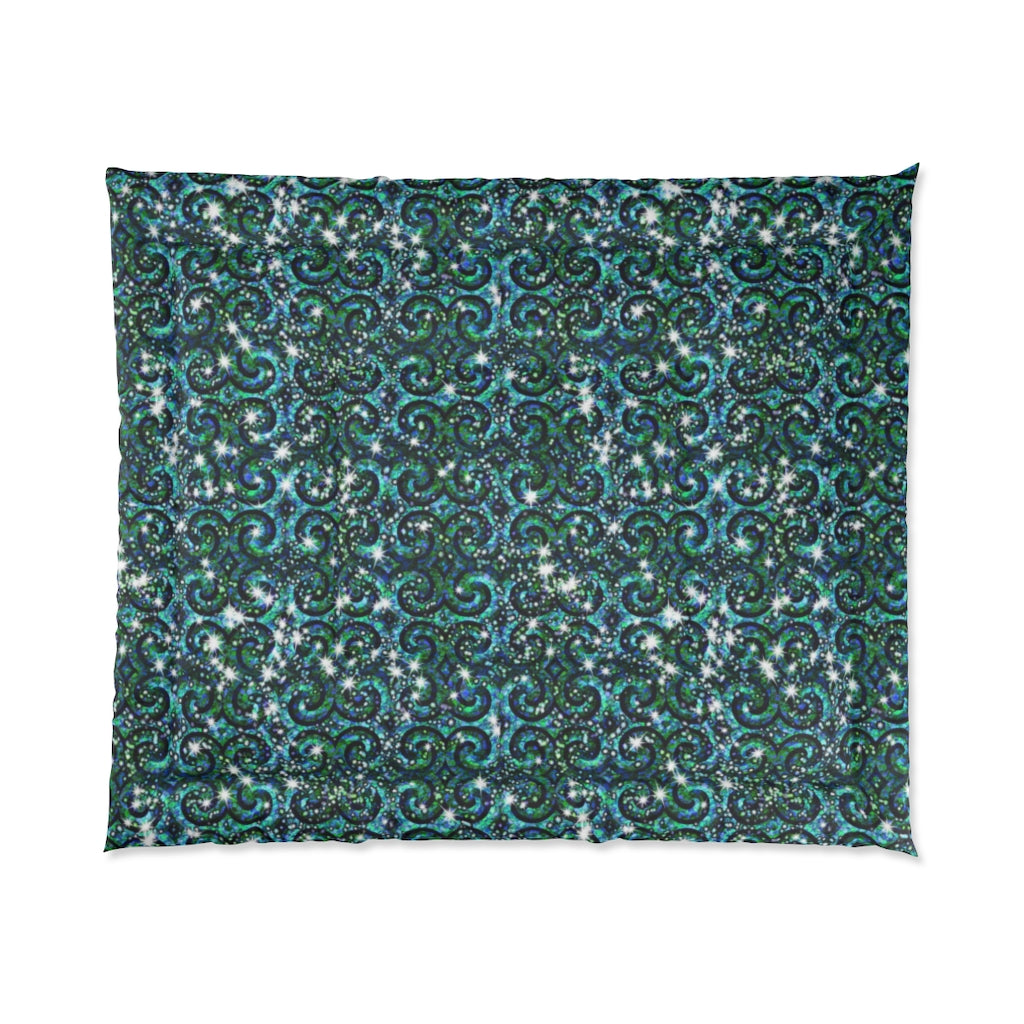 Blue Ice Sparkle Swirl Comforter