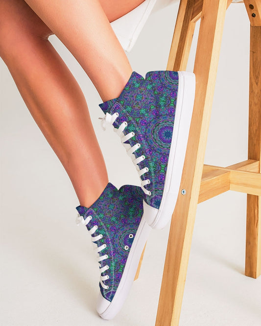 Blue Green Purple Kaleidoscope Women's Hightop Canvas Shoe