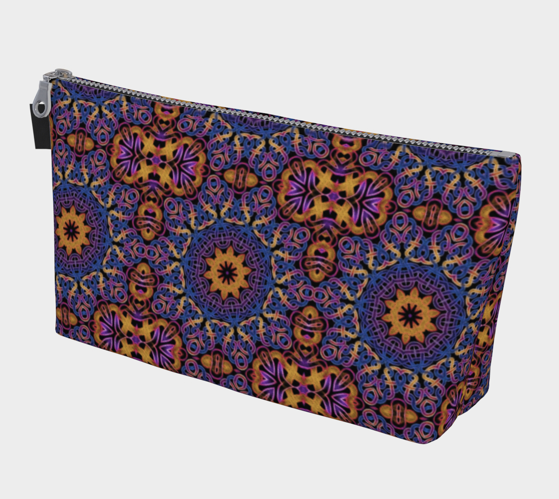 Blue Gold Celtic Kaleidoscope Makeup Bag