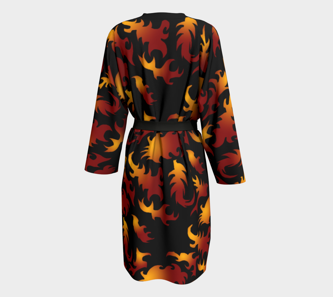 Abstract Flames Pattern Peignoir