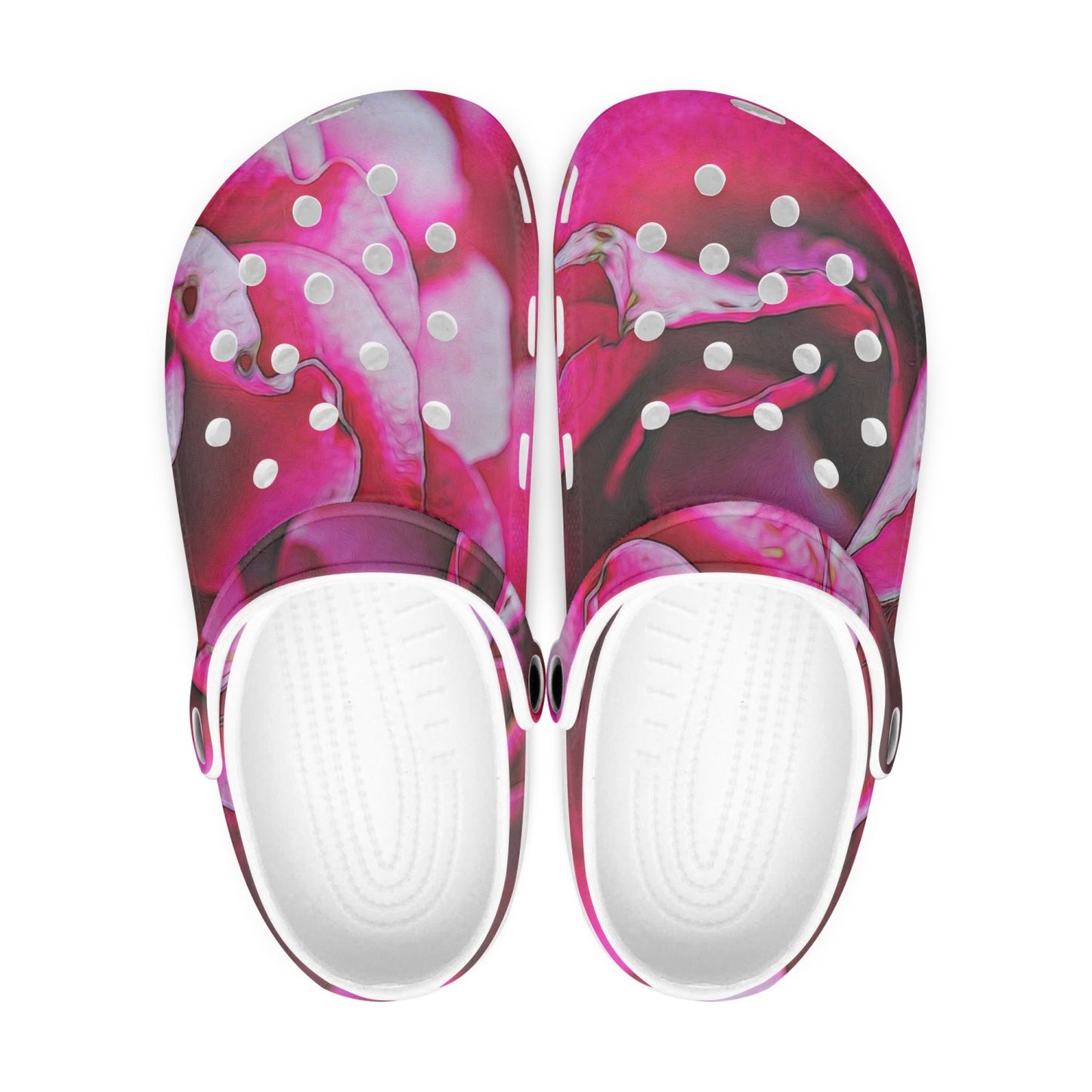 Dark Pink Flowers 413. All Over Printed Clogs
