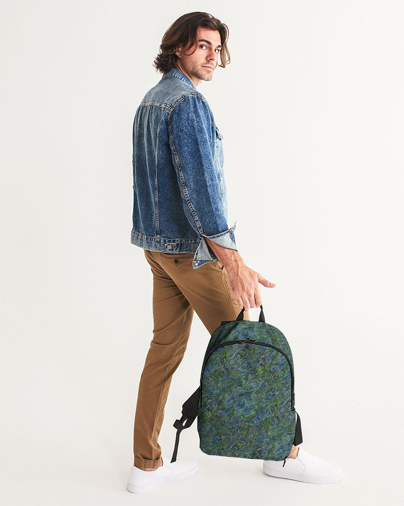 Blue Green Liquid Marbling Large Backpack