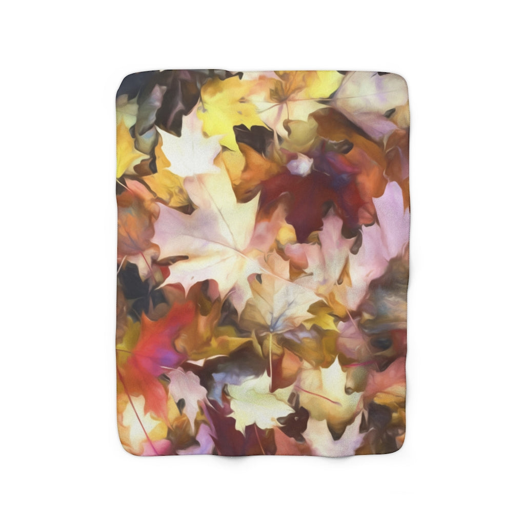 Fall leaves Bright Sherpa Fleece Blanket