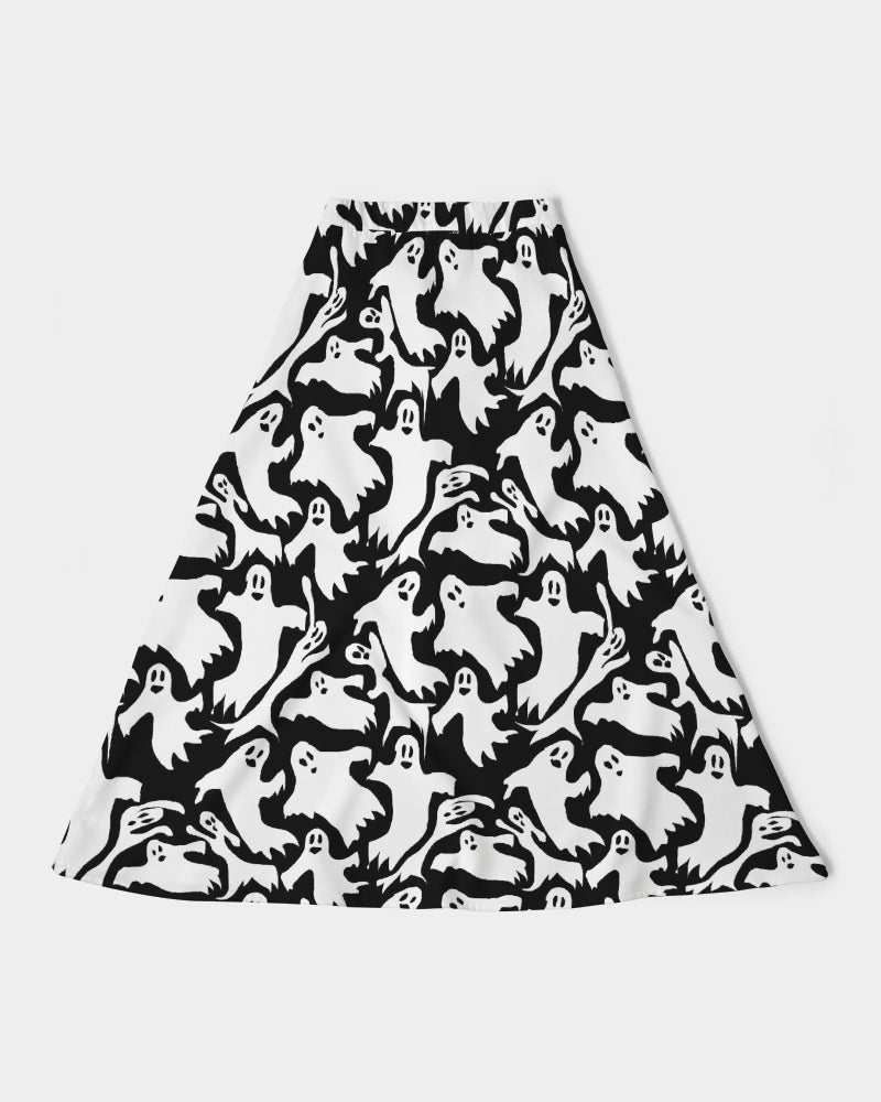 Ghosts Pattern Women's A-Line Midi Skirt