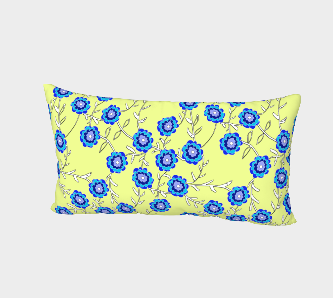 Blue Flowers On Yellow Bed Pillow Sham