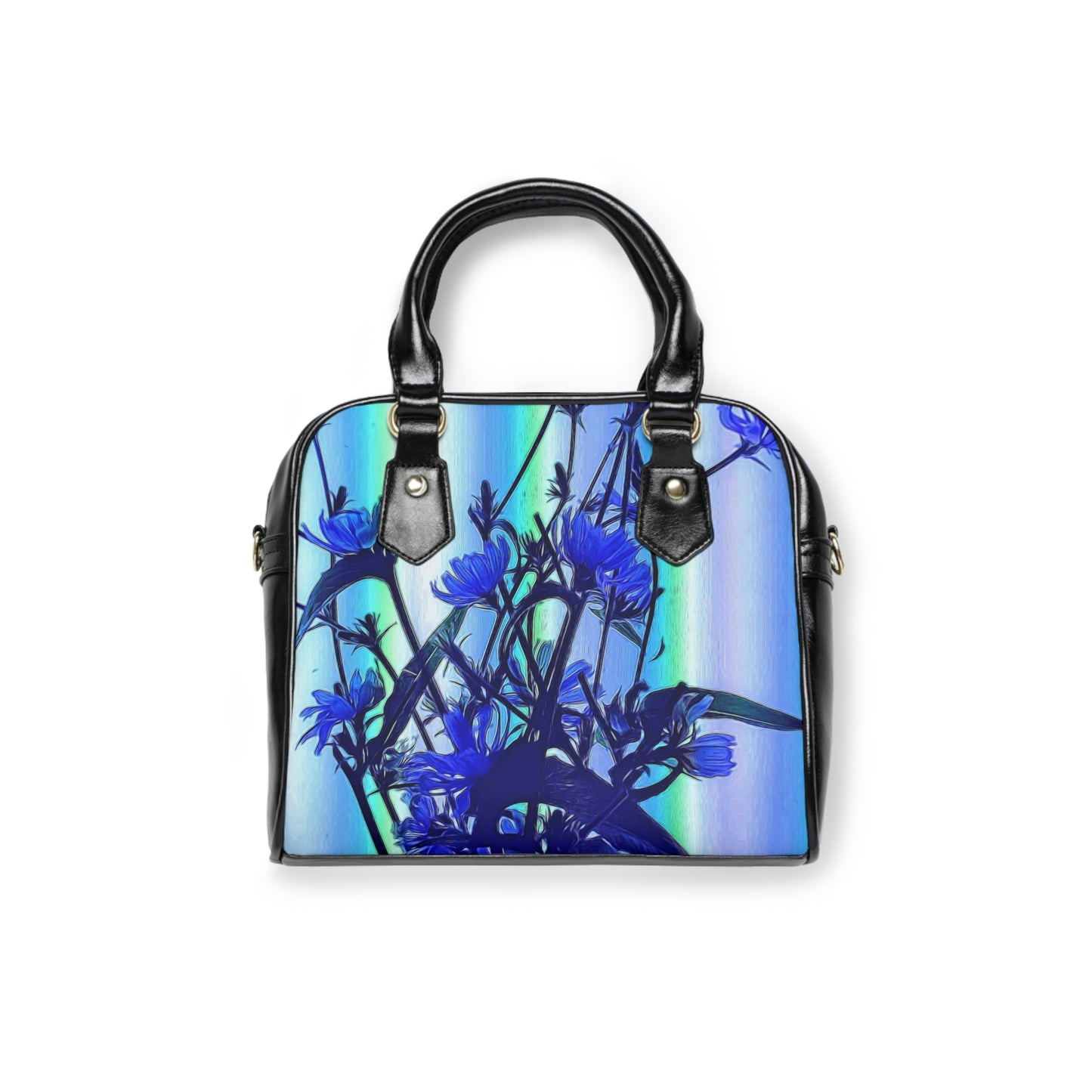 Blue Wildflowers with Backlight Shoulder Handbag