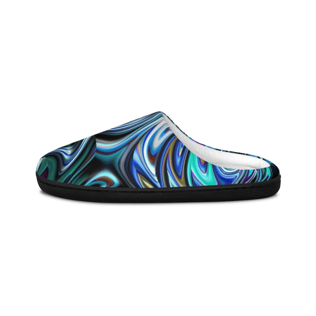 Blue Swirl Fractal Indoor Slippers