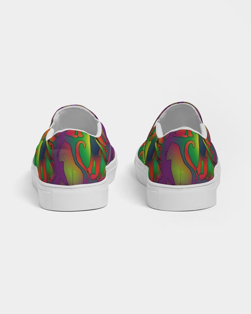 Abstract Rainbow Cats Pattern Women's Slip-On Canvas Shoe