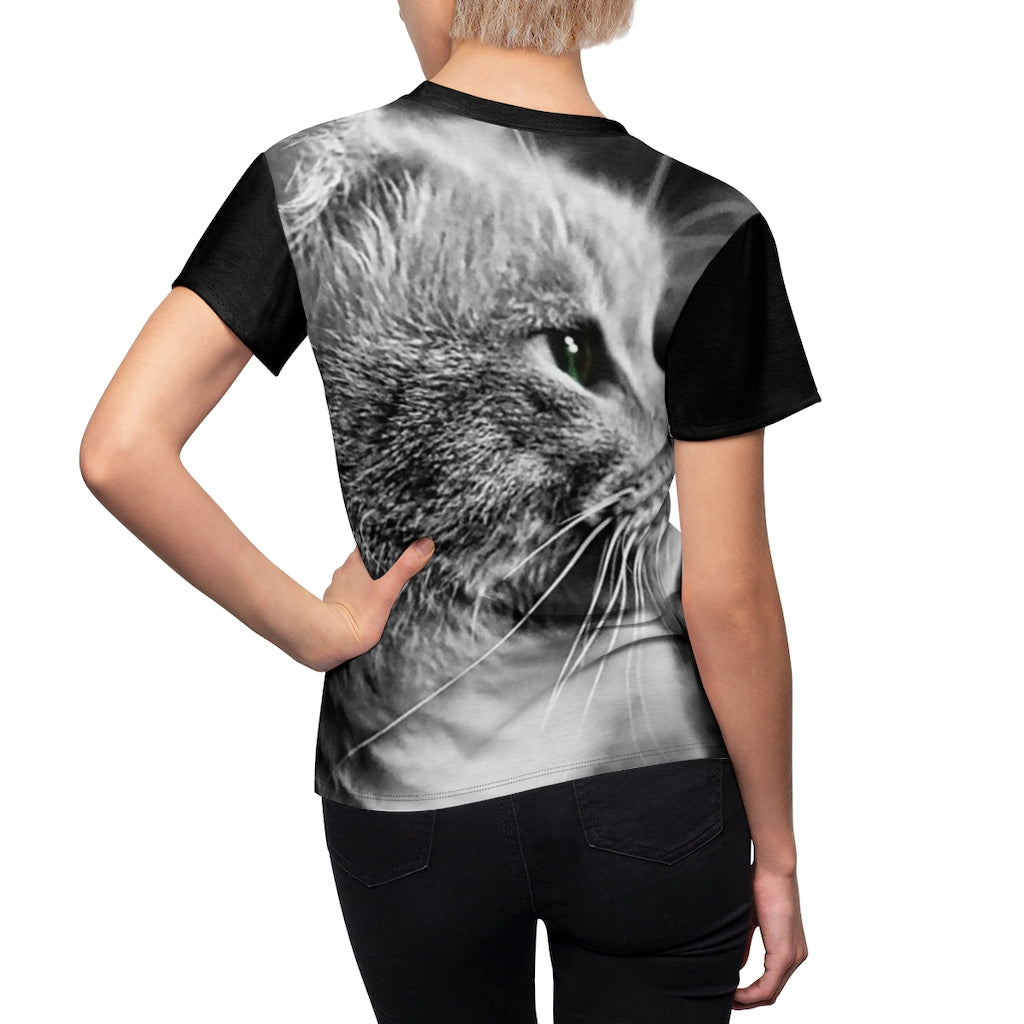 Marley Cat In Black and White Women's AOP Cut & Sew Tee