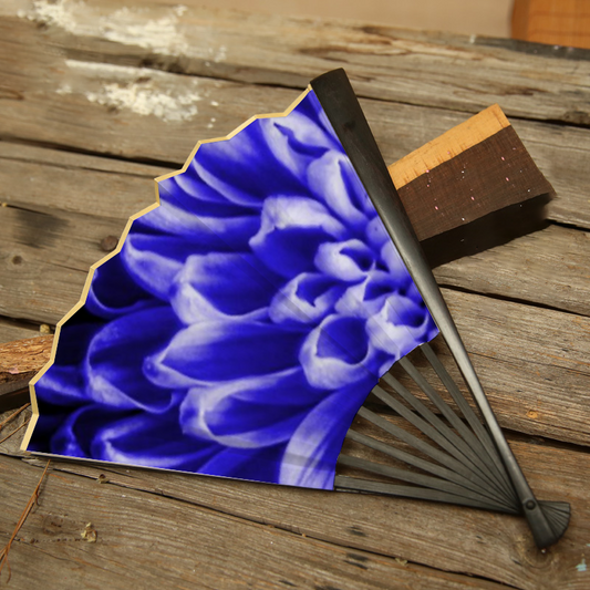 Blue Chrysanthemum Double-side Custom Spun Silk Fan Retro Hand-held Folding Fan